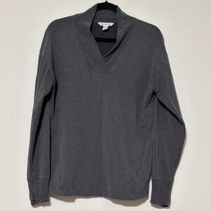 Athleta Clarity Sweatshirt Women's Gray V Neck Pullover Long Sleeve Top Size SP